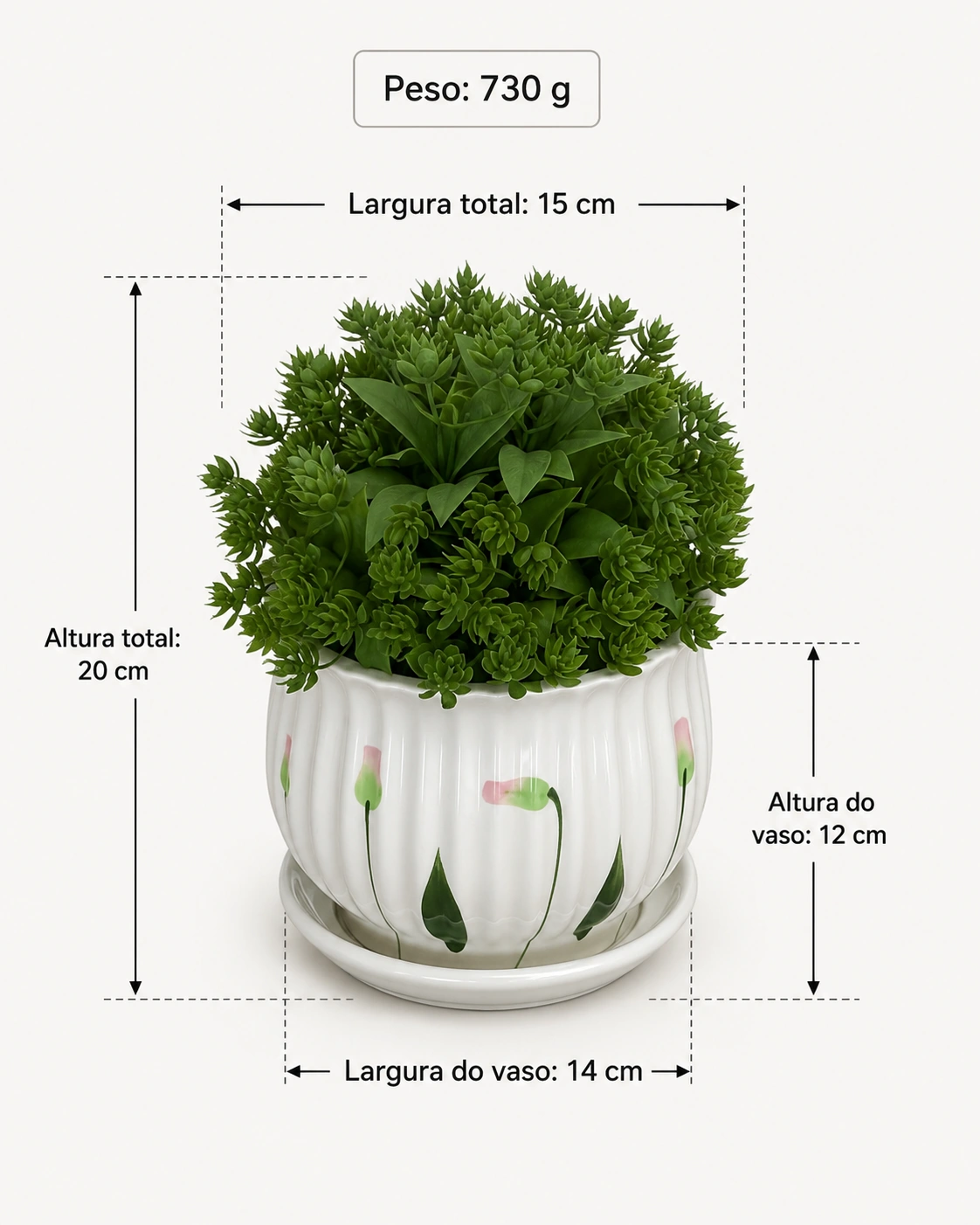Arranjo de Suculentas Verdes em Vaso Floral Casa Feliz 2