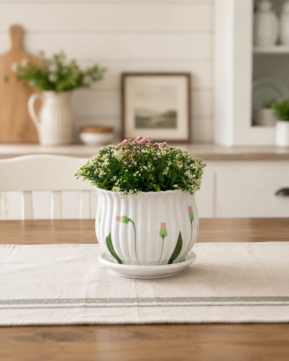 Arranjo de Flores Brancas e Rosadas em Vaso Floral Casa Feliz 3