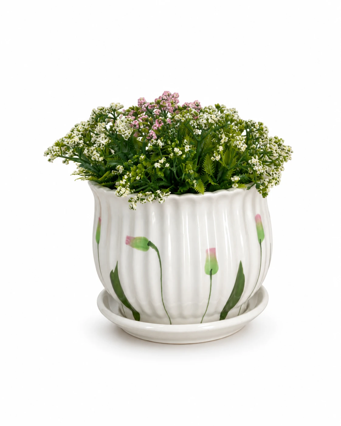 Arranjo de Flores Brancas e Rosadas em Vaso Floral Casa Feliz 5