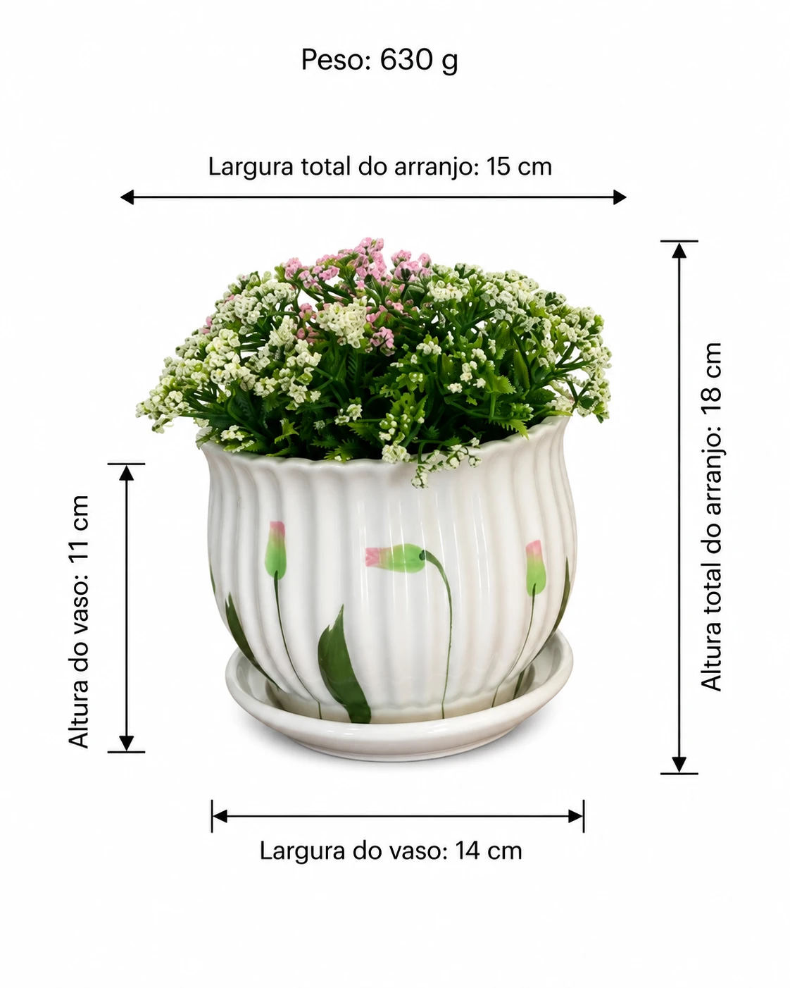 Arranjo de Flores Brancas e Rosadas em Vaso Floral Casa Feliz 6
