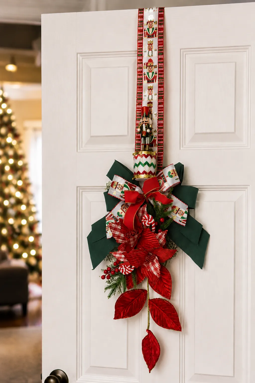 Escapulário de Porta de Natal Quebra-Nozes Vermelho, Verde e Branco 2,20 m