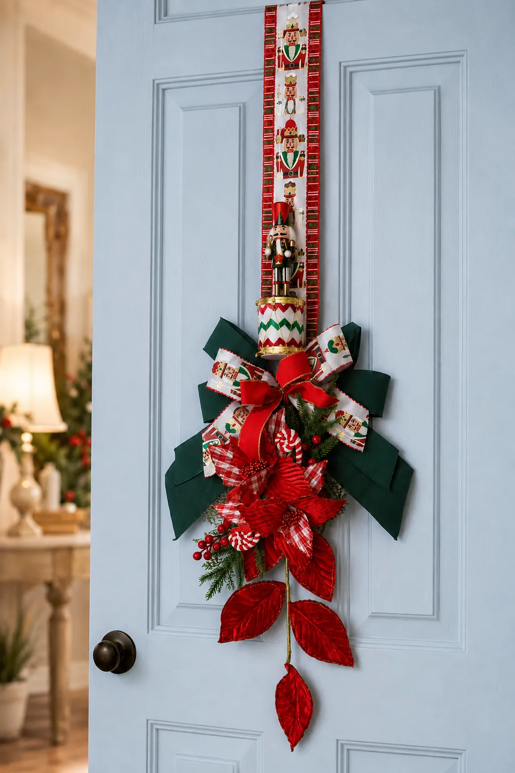 Escapulário de Porta de Natal Quebra-Nozes Vermelho, Verde e Branco 2,20 m 5