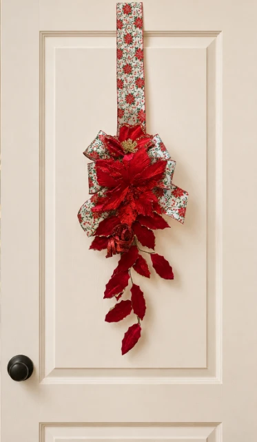 Escapulário de Porta Natalino Jardim de Poinsettias Rubi 3