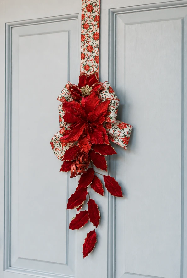 Escapulário de Porta Natalino Jardim de Poinsettias Rubi 4