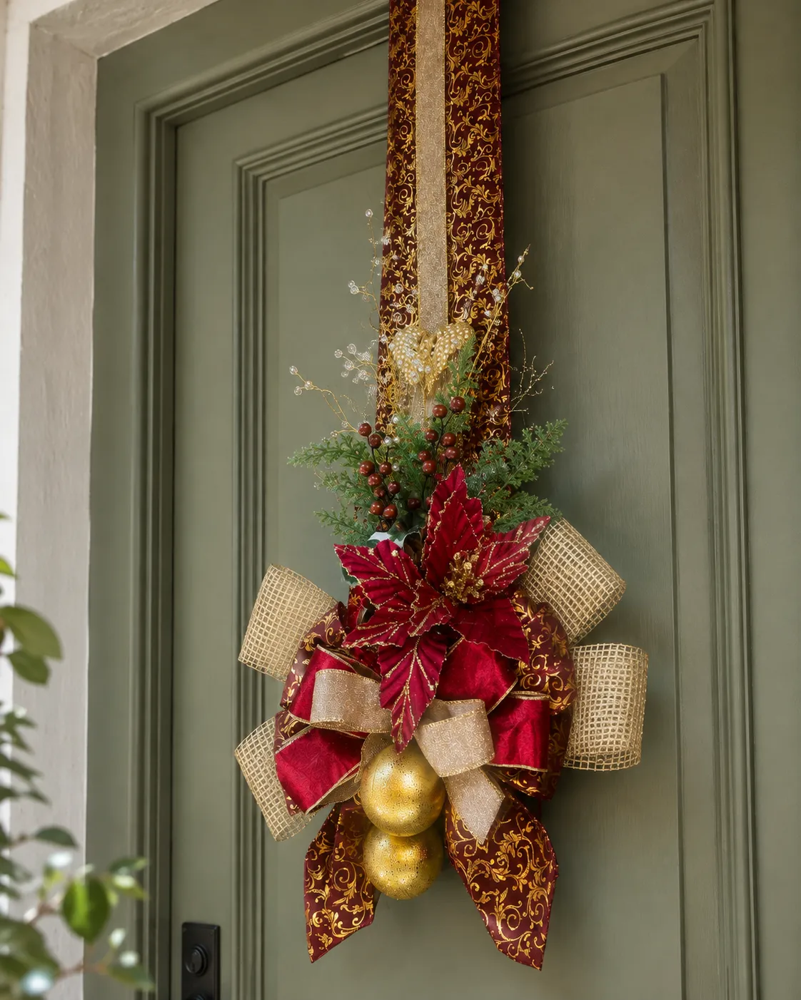 Escapulário de Porta Natalino Marsala e Dourado 3