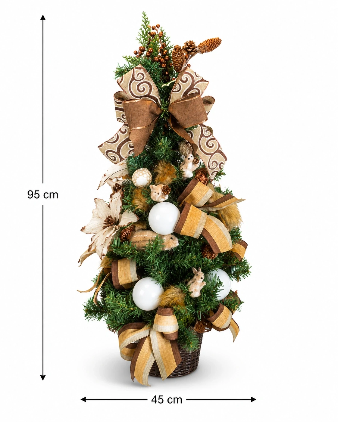 Kit com Escapulário de Porta de Natal e Árvore de Natal Pequena Decorada Bosque Encantado com Esquilos 6
