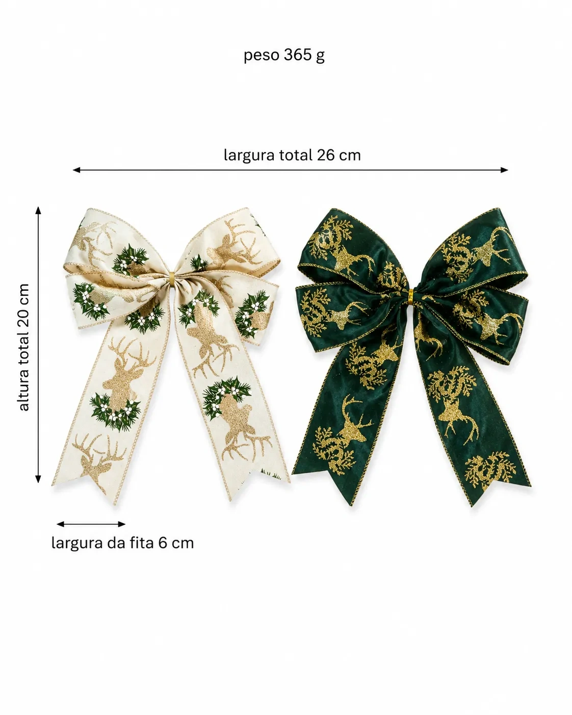 Laços para Árvore de Natal em 2 Modelos: Dourado + Merry Christmas | Kit com 10 Peças 5