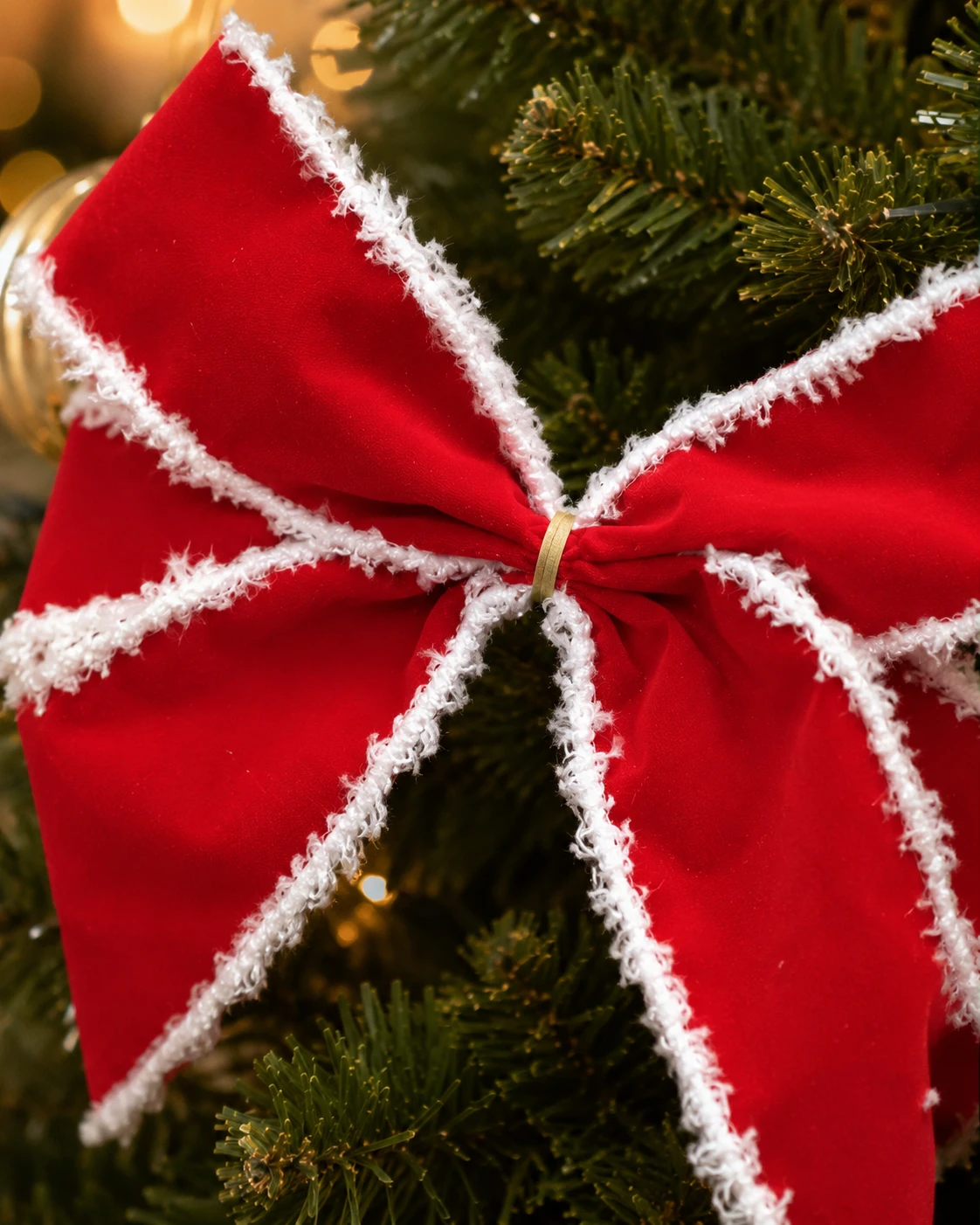 Laços para Árvore de Natal Clássicos, Vermelho e Branco | Kit com 5 Peças 3