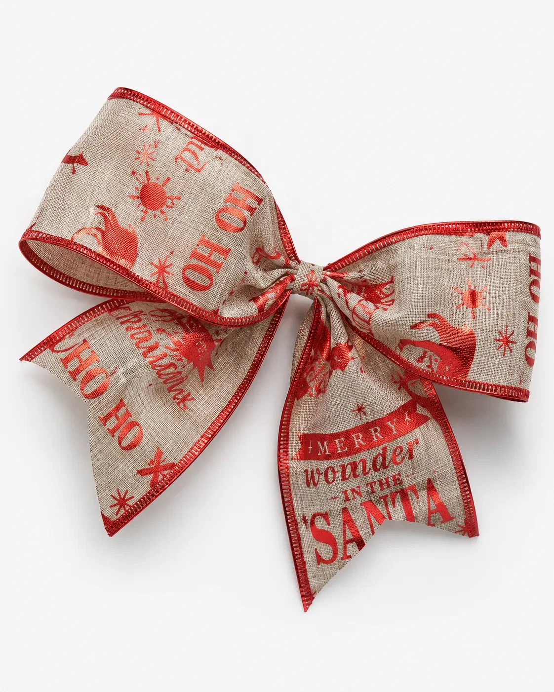 Laço para Árvore de Natal Bege e Vermelho Ho Ho Ho | Kit com 6 Peças 4