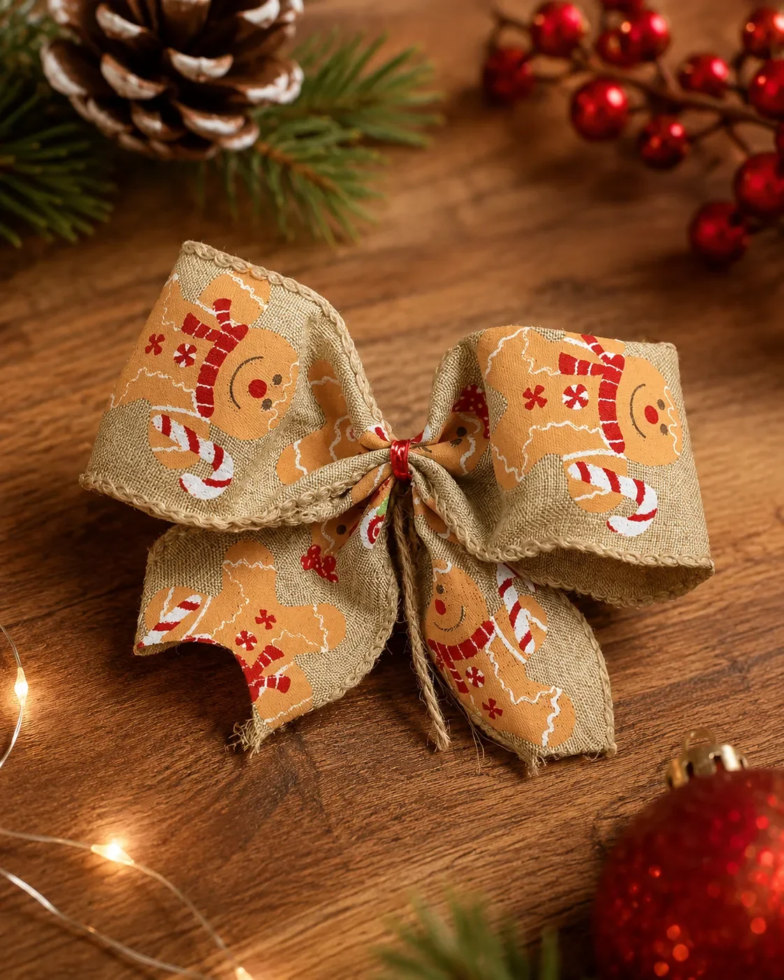 Laços para Árvore de Natal Gingerbread com Biscoitos | Kit com 11 Peças